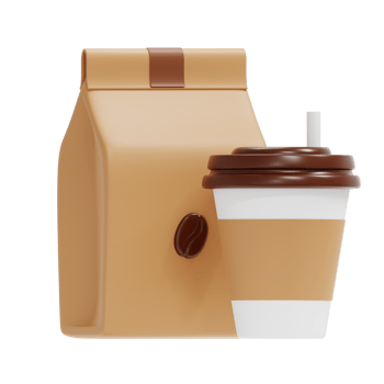 Coffee Bag And Cup 3D Illustration png