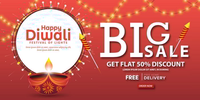 Happy Diwali Big Sale Promotion Poster or Banner Design Template. Diwali is the festival of lights. Vector illustration