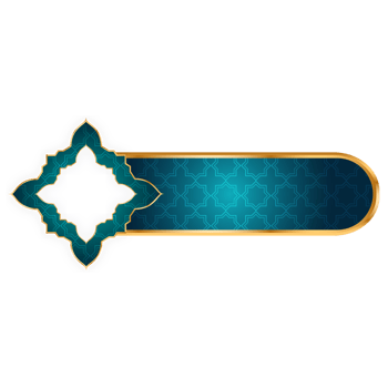 Luxury blue golden set arabic islamic banner title frame text box in transparent background png