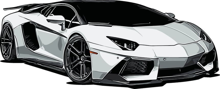white gray car on the white background vector