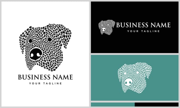 leaf motif dog head logo vector