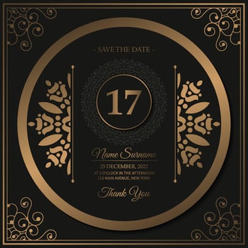 elegant gold birthday invitation template vector