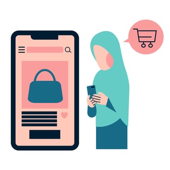 Muslim Woman Shopping Online vector