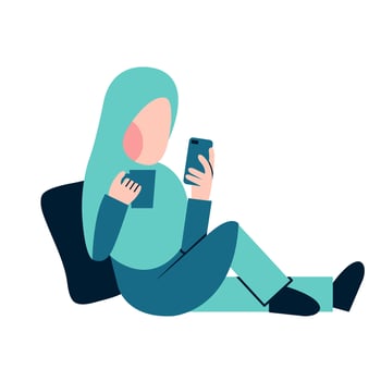 Muslim Woman Playing Phone vector