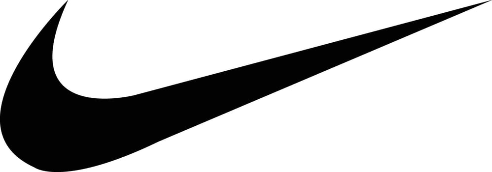 Nike sportswear brand logo. Shoe brand black logotype stock vector on transparent background