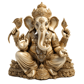 Luxury Golden Ganesha God - Divine Hindu Deity Statue Symbolizing Spirituality, Icon of Faith and Worship, Ai generative png