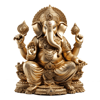 Luxury Golden Ganesha God - Divine Hindu Deity Statue Symbolizing Spirituality, Icon of Faith and Worship, Ai generative png