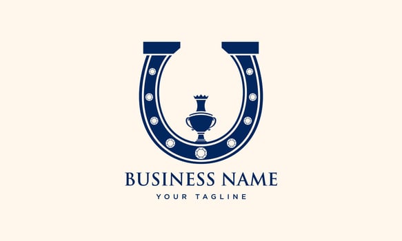 line art horseshoe logo template vector