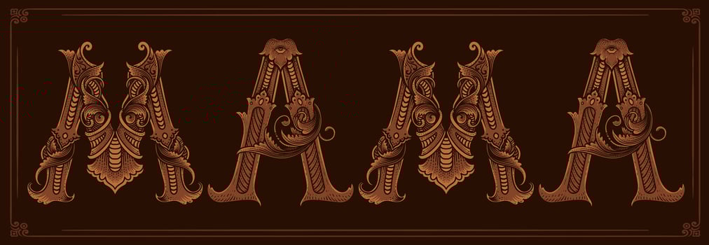 Vintage Typography MAMA with engraving ornament letter - vector design