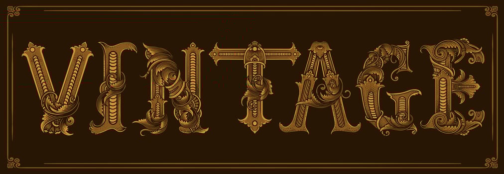 Typography VINTAGE with engraving ornament letter - vector design