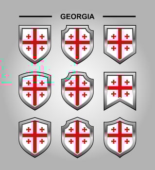 Georgia National Emblems Flag and Luxury Shield vector