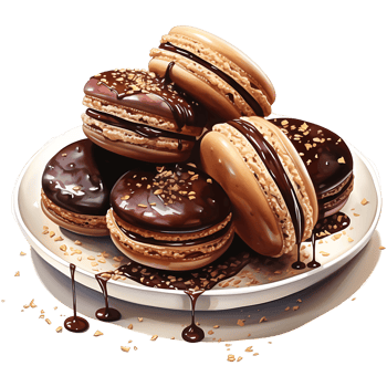 Chocolate macaroons on a transparent background AI Generative png