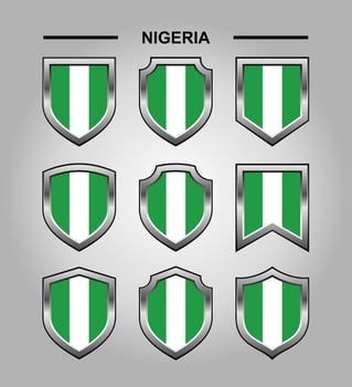 Nigeria National Emblems Flag and Luxury Shield vector