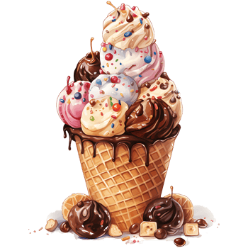 Ice cream with topping on a transparent background AI Generative png