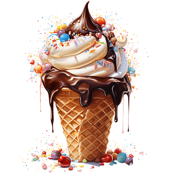 Ice cream with topping on a transparent background AI Generative png