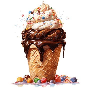 Ice cream with topping on a transparent background AI Generative png