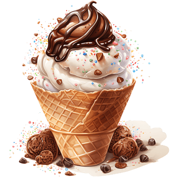 Ice cream with topping on a transparent background AI Generative png