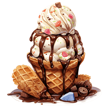 Ice cream with topping on a transparent background AI Generative png