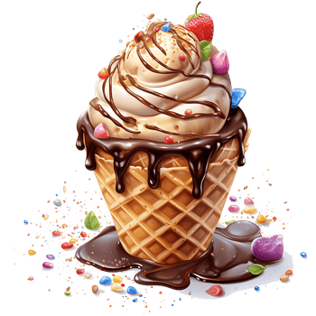 Ice cream with topping on a transparent background AI Generative png