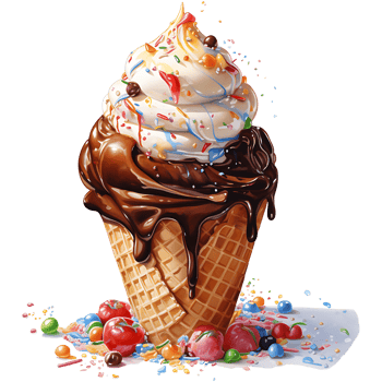 Ice cream with topping on a transparent background AI Generative png