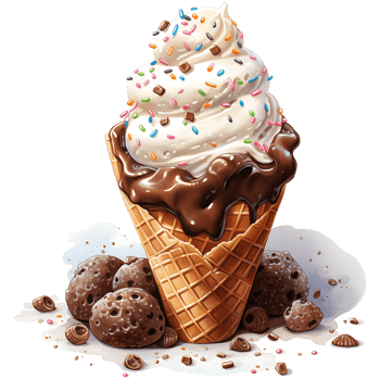Ice cream with topping on a transparent background AI Generative png