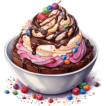 Ice cream with topping on a transparent background AI Generative png