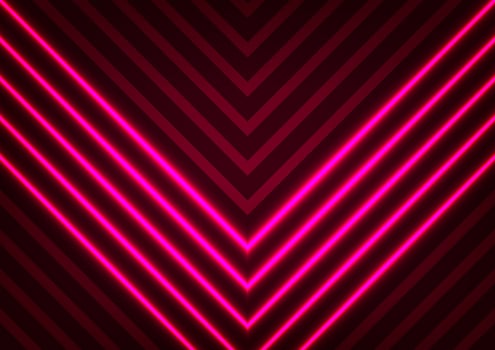 Abstract triangle neon light line geometric pink decoration dark background vector