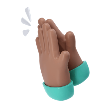 3D Clapping Hands applauding dark skin icon transparent, agreement and success concept render illustration png
