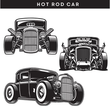 Hot rod vector illustration set