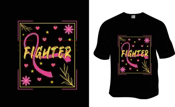 Fighter, Breast Cancer Awareness T-shirt Design. ready to print for apparel, poster, and illustration. Modern, simple, lettering t-shirt vector