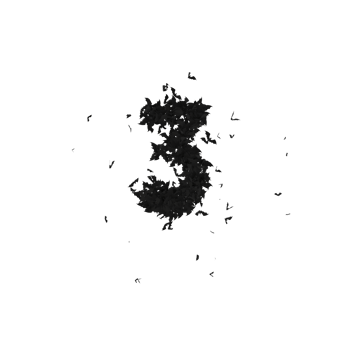 Static  Halloween Typeface Formed Of Flying Bats with alpha the character 3 png