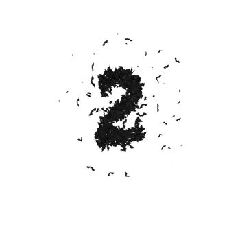 Static  Halloween Typeface Formed Of Flying Bats with alpha the character 2 png