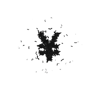 Static  Halloween Typeface Formed Of Flying Bats with alpha the character YEN png