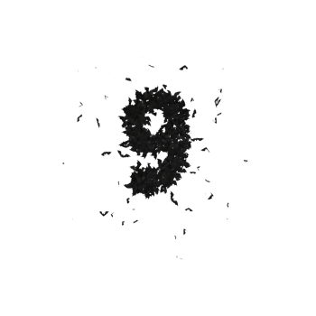 Static Halloween Typeface Formed Of Flying Bats with alpha the character 9 png