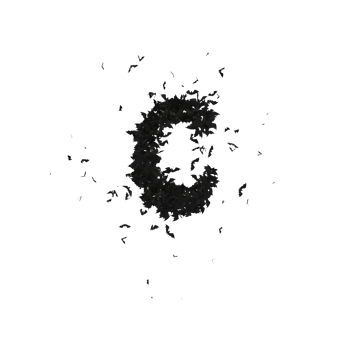 Static Halloween Typeface Formed Of Flying Bats with alpha the character C png