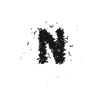 Static  Halloween Typeface Formed Of Flying Bats with alpha the character N png