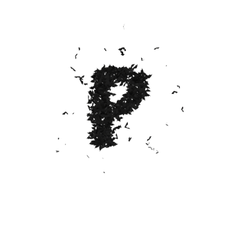 Static  Halloween Typeface Formed Of Flying Bats with alpha the character P png