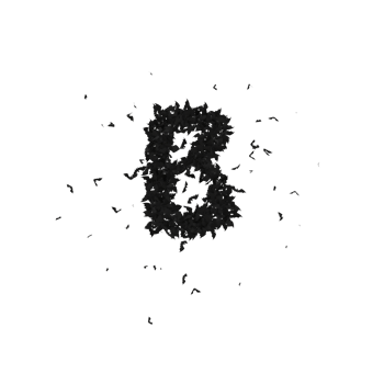 Static  Halloween Typeface Formed Of Flying Bats with alpha the character B png