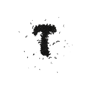 Static  Halloween Typeface Formed Of Flying Bats with alpha the character T png