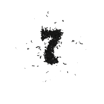 Static Halloween Typeface Formed Of Flying Bats with alpha the character 7 png