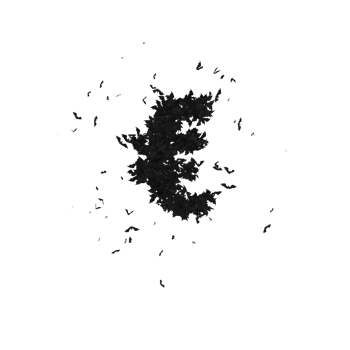Static  Halloween Typeface Formed Of Flying Bats with alpha the character EURO png