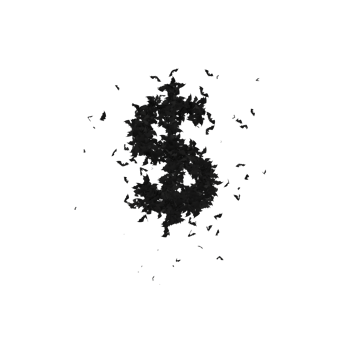 Static  Halloween Typeface Formed Of Flying Bats with alpha the character USD png