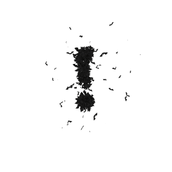 Static  Halloween Typeface Formed Of Flying Bats with alpha the character exclamation point png