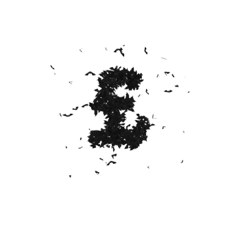 Static  Halloween Typeface Formed Of Flying Bats with alpha the character GBP png