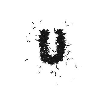 Static Halloween Typeface Formed Of Flying Bats with alpha the character U png