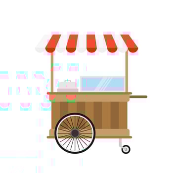 food cart flat design vector illustration.concession cart illustration. street food vending cart