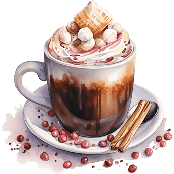 Cup of hot chocolate with marshmallows, cinnamon sticks on a transparent background AI Generative png