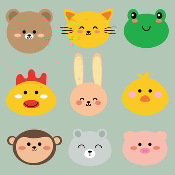 Hand drawing illustration of cute cartoon animal head vector