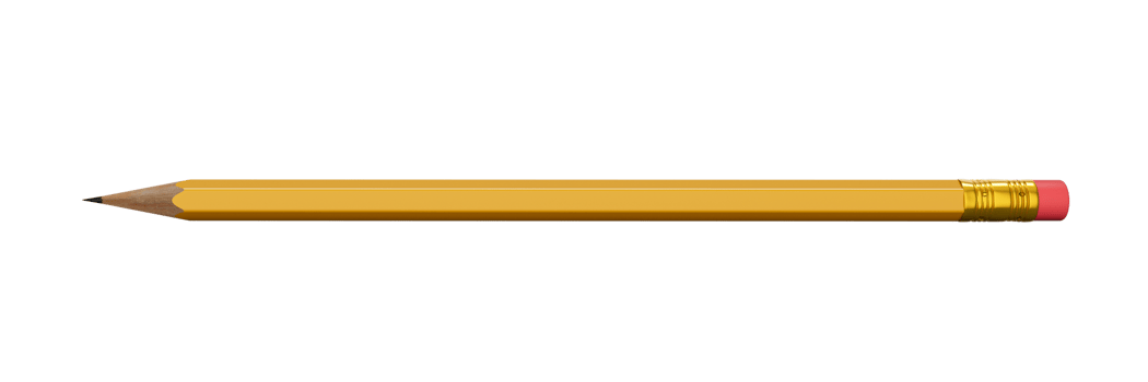 Yellow pencil and pink eraser on it 3d illustration png