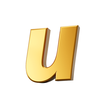 Golden alphabet u 3D Golden small Letters 3d Illustration png